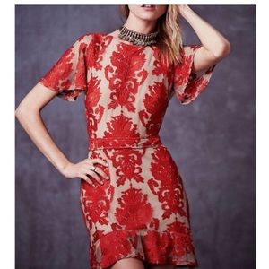 For love and lemons dress embroidered red lace mini dress, free people